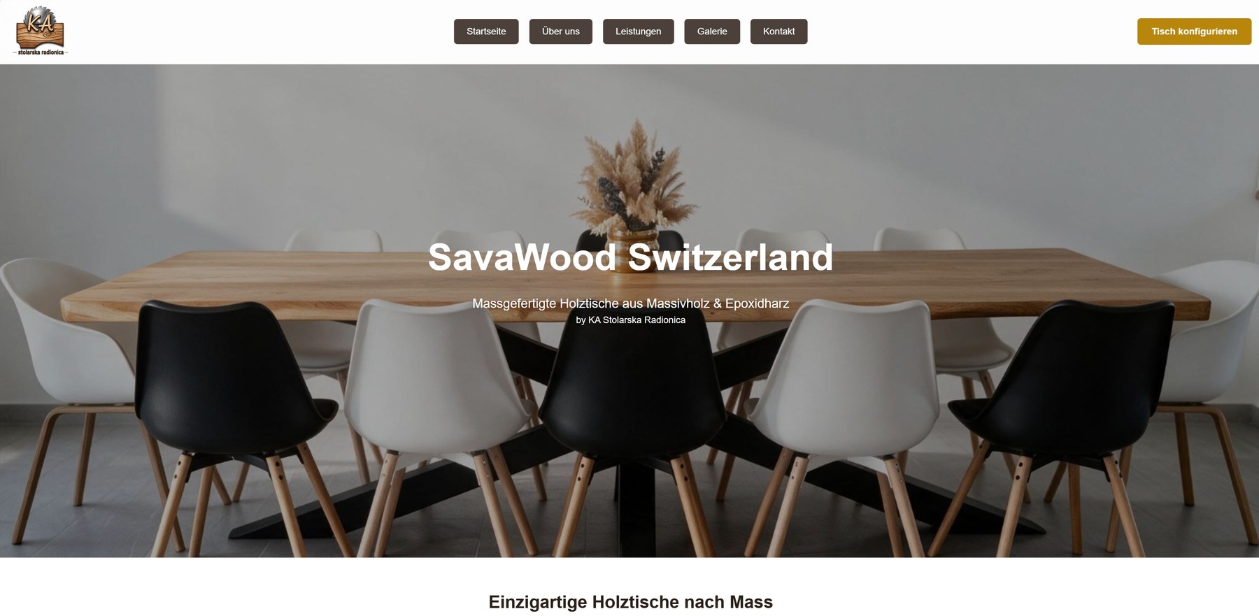 Desktopansicht der Website von SavaWood Switzerland